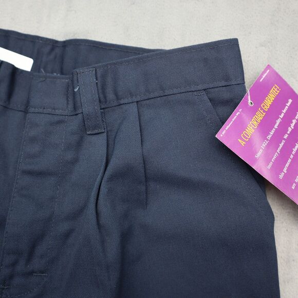 Dickies Shorts Boys 10 Blue Chino Mid Rise Hook Eye Zip Pocket Pleated - Picture 11 of 16